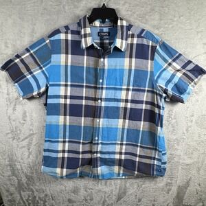 Chaps Men's XL Custom Fit Short Sleeve‎ Plaid Button Front Shirt